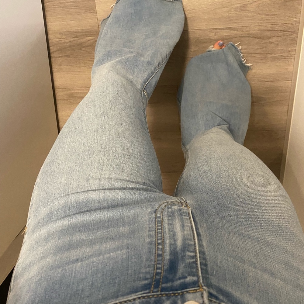 Free People High Waisted Light Denim Flare Jeans - Picture 3 of 7